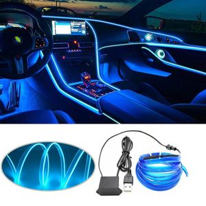 Bandes de LED Environnement de voiture El Wire LED USB Flexible Néon Lumières intérieures Assemblage RVB Lumière pour la décoration automobile Accessoires d'éclairage