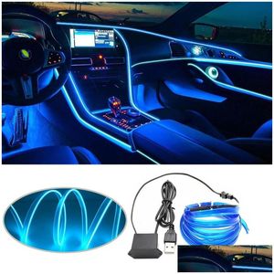 Led-strips Auto-omgeving El Wire USB Flexibele neon-interieurverlichting Montage Rgb-licht voor motiverende decoratie Verlichting Drop Delivery Dhztd