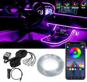 Bandes LED Intérieur de voiture Néon RVB LED Lumières de bande 456 en 1 Bluetooth App Contrôle Lumières décoratives Ambiance Ambiante Tableau de bord Lampe4805130 HKD230912