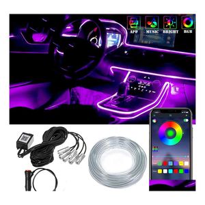 Bandes Led Intérieur De La Voiture Neon Rgb Led Strip Lights 4/5/6 En 1 Bluetooth App Control Décoratif Atmosphère Ambiante Tableau De Bord Lampe Drop Ot1It