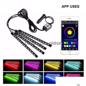 Bandes LED Voiture RVB Bande Smd 10W Mobiles Intérieurs Ambiance Décorative De La Lampe Led Télécommande 12V Voitures Éclairage Intérieur Dr Dhbes