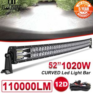 Bandes LED CO LIGHT 22 32 42 52 pouces barre de lumière LED incurvée 420W 620W 820W 1020W COMBO double rangée conduite voiture tout-terrain tracteur camion 4x4 SUV ATV P230315