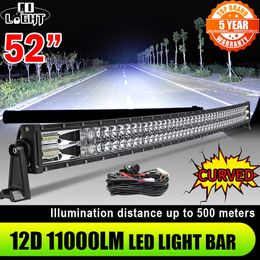 LED Strips Co Light 52 42 32 22 inch gebogen LED -lichtbalk 420W 620W 820W 1020W Flood Spot Combo LED Work Light Bar voor Offroad UAZ 12V 24V P230315