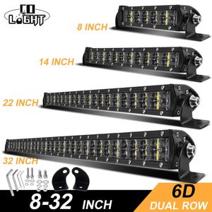 Bandes LED CO LIGHT 6D barre lumineuse tout-terrain 36W 72W 120W 180W barre de lumière de travail LED mince pour tracteur bateau Lada 4WD 4x4 camion SUV ATV 12V 24V P230315