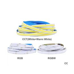 LED -strips COB CCT/RGB/RGBW Lichtstrook 840leds/m Hoge dichtheid Flexibele FOB RA90 Lineaire dimmable lichten DC24V 12V DROP DRAP DRUK LIGHT LIGH3DC