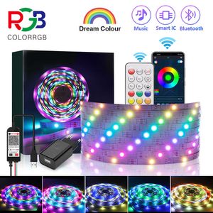 Bandes LED Colorgb Adressable Dream Color LED Strip Lights -RGBIC Bluetooth-DreamColor Music Sync Remote and App Control for Party P230315