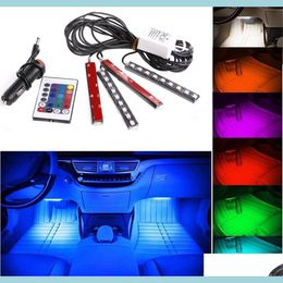 Led Strips Dhs20 Ensembles 12V Flexible Car Styling Rgb Led Strip Light Atmosphère Décoration Lampe Intérieur Néon Avec Contrôleur Cigarett Dh4Ro