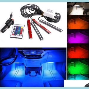 LED -strips DHS20 Sets 12V Flexibele autostyling RGB LED Strip Licht Atmosfeer Decoratielamp Interieur Neon met controller Sigarett DH4RO