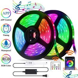 Tiras LED Cinturón de luz LED Control de aplicación Bluetooth Impermeable 5050 RGB Cambio de color Cuerda sincronizada con luces de entrega de gotas Lightin Dhxmt