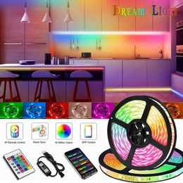 Bandes LED Lumières LED 10M 20M Décor Bande Bluetooth Télécommande Flexible Dream Color Lampe 5050 WS2812 Fond Décoration RGBIC Ampoules P230315