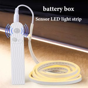 LED -strips LED Neon Strip met bewegingssensor DC5V Keukenkast Lamp Tape LED -Lichten Waterdichte batterijconector Treppen Bett Seite Licht P230315