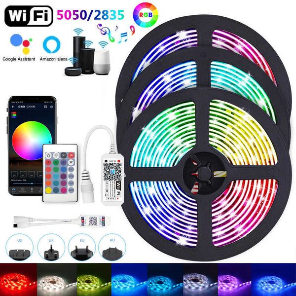 Bandes LED Bande Led 2835 5050 Lumière Pour La Décoration De La Chambre Éclairage Extérieur Wifi Bluetooth Rgb Bande Tv Rétro-Éclairage Mur Chambre Blanc Led Lampes P230315