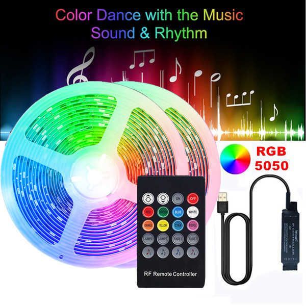 Bandes LED Bande lumineuse LED synchronisation de musique télécommande RGB5050 bande LED MINI 20 touches commande vocale pour la décoration de la pièce TV éclairage ambiant P230315