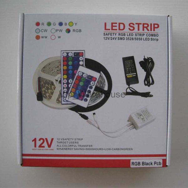 Bandes LED Bande lumineuse LED RGB 5M 5050 SMD 300Led étanche IP65 + contrôleur 44 touches + alimentation 5A avec prise ue AU US UK cadeaux de noël HKD230912