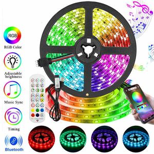 Bandes LED Bande lumineuse LED RGB5050 24 touches Rétroéclairage TV avec contrôle longue distance avec musique Bluetooth APP pour décoration de chambre Éclairage ambiant de fête P230315