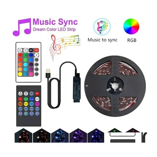 Bandes LED Bande lumineuse LED USB Bluetooth 5050 Rgb Smd Dc5V Flexible lampe de plomb ruban ruban TV bureau Sn rétro-éclairage Diode Drop Deliv Otypx