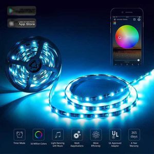 LED Strips Lights 16.4ft Long Rope Lighting 24 Keys Remote Music Synchronisatie Kleur Veranderende LED's Strip Smart App Laed Light Stripy Slaapkamer Party Room Decoraties Crestech Crestech