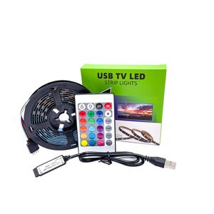 Luces LED Luces 16.4 pies Luce de cuerda larga 24 Cayos Música remota Sync Color Cambio de Leds Strip Smart Light Light Light Stripy Fiest Sala Decorations Usastar