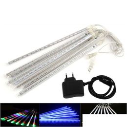 Bandes LED Météore Pluie Lumières Lumière De Noël Chute De Neige 8Pcs / Set 30 50 Cm Décoration 100-240V Eu Us Plug Drop Livraison Lightin Dhb9A