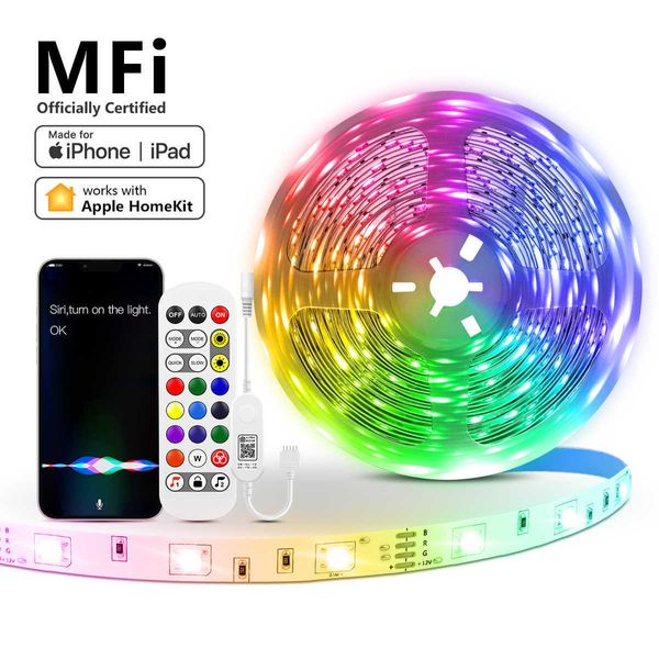 Tiras de LED Certificado por MFI Homekit WIFI RGB Tira de luz LED 12V SMD5050 Luz de neón Controlador Wifi Lámpara de cinta de diodo Trabajo con kit para el hogar J230308