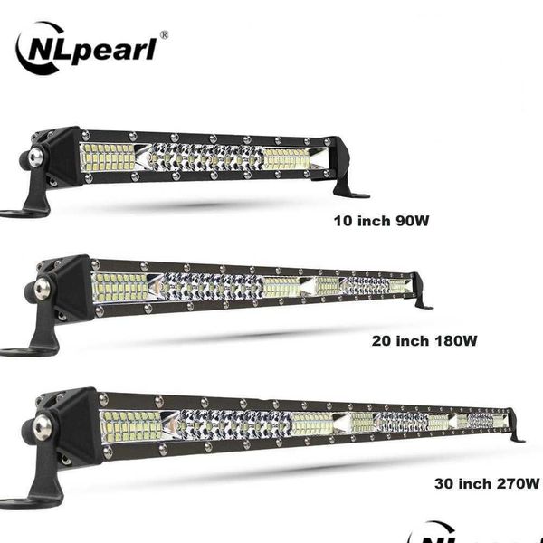 Bandes LED Nlpearl Slim Spot Barre d'inondation hors route 12V 24V Barre lumineuse / Travail pour voiture 4X4 Camion ATV Suv Bateau Lada Barra Lightbar Drop Delive Dhtfc