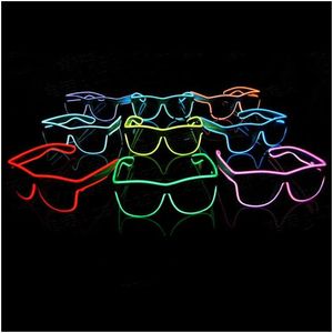 Tiras LED Fiesta Dj Gafas brillantes Tiras 50 150 Unids / lote Doble Color Azul El Alambre de Vidrio Moda Neón Luz Hasta Obturador En Forma de Resplandor Rav Dhre6