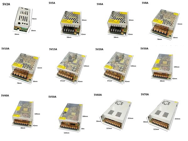 Brouilles LED Adaptateur d'alimentation AC-DC 100-240V à 5V 12V 24V 36V 1A 2A 3A 5A 10A 20A 30A Alimentation de commutation du transformateur SMPS SMPS