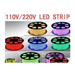 Bandes LED RVB AC 110V Bande extérieure étanche 5050 Smd Neon Rope Light 60Leds / M avec alimentation découpable à 1 mètre via DHS Fedex Dhzon