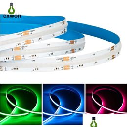 Ledstrips Rgb Cob Ledstrips 810Leds/M 840Leds/M 10Mm Dc12V Of 24V Hoge Dichtheid Flexibele Tape Mixcolor Ip20 Geen-Waterdicht 5M/Roll Drop Dhjbh