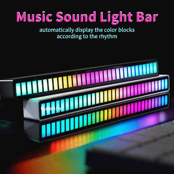Bandes LED RVB LED Contrôle du son Rhythm Lights Musique Sound Light Bar Veilleuses Atmosphère de ramassage Lampe colorée Party Car Decorat Light P230315