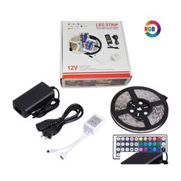 LED -strips RGB LED Strip Lichte tape Flexibele diode Ribbon SMD 5050 24Key 44Key Power Remote Waterdichte verlichting 5m Drop Delivery Lig Otauv