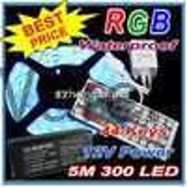 Bandes LED RGB LED bande lumineuse étanche 5 M SMD 5050 300 LED s/rouleau + 44 touches télécommande + alimentation 12 V 7A HKD230912