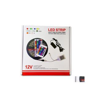 LED -strips RGB Lichtkit 5m 300leds SMD 5050 12V Waterdicht Toevoegen 44Keys Controller Power Drivers Exquisite Packaging Box Drop Lever Otajd Otajd