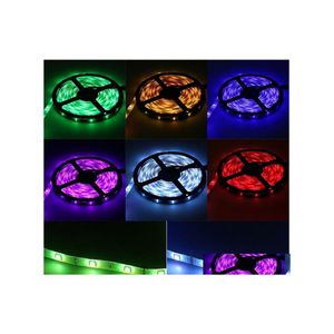 Bandes Led Rgb Strip 5050 Étanche 5M 150Leds Smd Ajouter 44Key Télécommande Ir Mini Contrôleur 12V 2A Adaptateur Secteur Fita Light Pour Christma Dhsyv