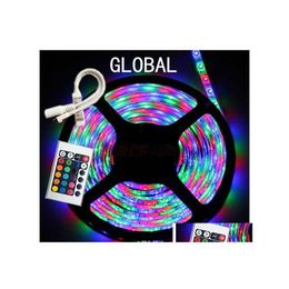 LED -strips RGB Strip Licht 3528 SMD 50m 50 meter 10 Rolls 300 LED's Flexibele waterdichte ADD24Key IR Remote Controller Toevoegen 12V 2A Powe DHE7K