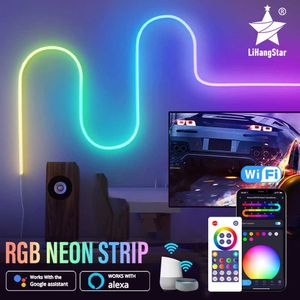 LED -strips RGBIC Neon Light met wifi neon touwlicht Diy Light Bar App Control Music Sync tv -achtergrondverlichting Game Living Room Slaapkamer Decoratie P230315