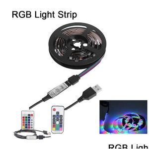 Bandes LED Lampe de bande RGB Fairy Light 5V TV rétro-éclairage avec contrôleur USB flexible pour armoires de cuisine LCD fond livraison directe Dhfvj