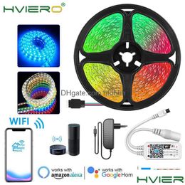 Led-strips Striplicht met 2835 5050 Rgb Leds-verlichting 5M veilige epoxy Wifi Voice Bluthtooth Smart Phone App Controller Decoratieve lamp Dhsng