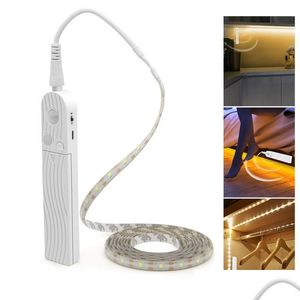 LED Stripts Strip Lights Capteur de mouvement 1m 2m Ruban clair armoire sous la lampe de lit Nuit pour les escaliers Closet Closet Cuisine Drop délivre Dhzoy