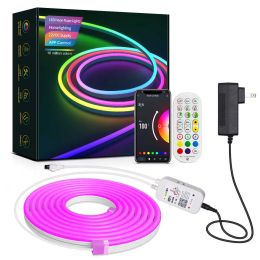 Tiras LED Tuya Smart WiFi Tira LED Luces de neón DC 12V RGB Tira LED Control de aplicación Bluetooth Letrero de neón LED flexible impermeable para exteriores 12 LL