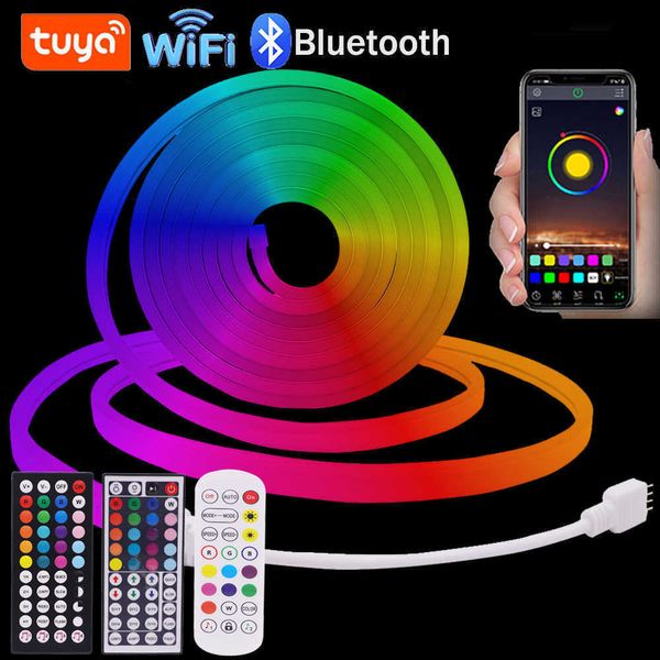 Bandes LED Tuya Smart WiFi LED bande néons DC 12V RGB LED bande Bluetooth APP contrôle néon signe extérieur étanche Flexible LED bande HKD230802