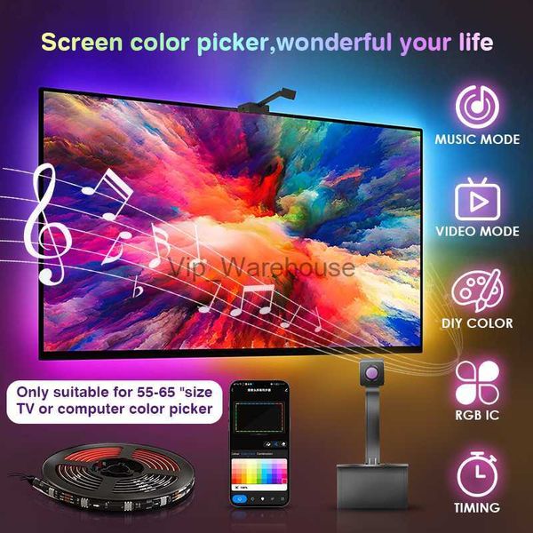 Bandes LED TV rétro-éclairage RGB IC LED bande lumineuse caméra flexible synchronisation de la musique WiFi mode scène multiple ruban sélecteur de couleur TV PC rétro-éclairage décor HKD230912