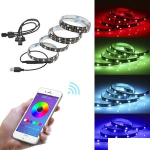 Bandes LED USB Bluetooth contrôle LED bande lumière rétro-éclairage Application Smd5050 90Led carte nue/lumières de livraison étanches Ligh Dhiet