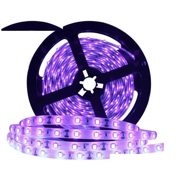 Tiras LED Light Strip Traviolet Lights Iluminación de color púrpura impermeable para la fiesta de baile Pintura Noche de pesca IP65 IP20 600led Cres Dhbkt