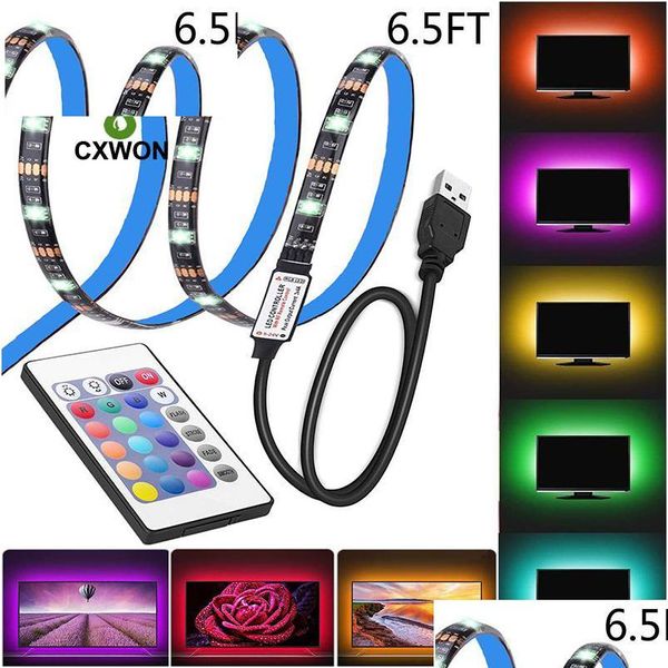 Tiras LED impermeables 5v luz 0.5m 100 cm 2m 30leds flexible 5050 rgb tv respaldo USB y mini controlador luces de entrega de caída dhhhzg