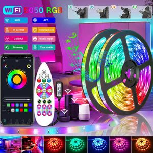 Tiras LED WIFI 5050 2835 Tira de LED 5M-30M RGB Tira de luz LED Bluetooth Lámpara impermeable Cinta Alexa Luz de cinta para retroiluminación de TV Escritorio P230315