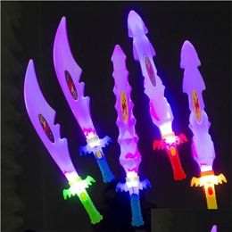 Led Swords/Guns 8 PCS Luminous Swords Toys Kids Light Up Flashing Wands Sticks Party Plaything Prop Cosplay Boy Toy Outdoor Fun Drop Dhi2u