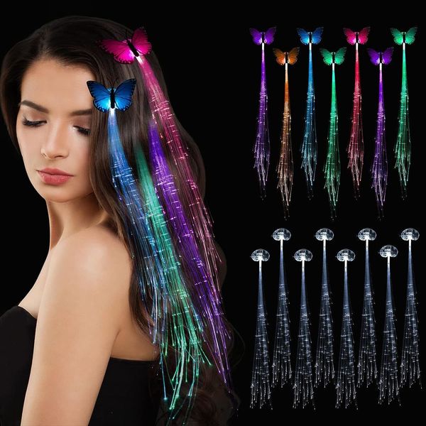 LED SwordsGuns 10 Pack Led Light Up Fée Cheveux Accessoires Tresse Clips pour Femmes Filles Glow in the Dark Party Favors Supplies 230803