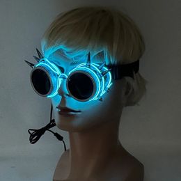 LED SwordsGuns Retro Gloeiende Neon Bril Lichtgevende Zonnebril Steampunk Light Up Speelgoed Feestartikelen Met Balck Lens 231123