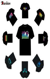 Led t-shirt Mannen Party Rock Disco DJ Geluidsgeactiveerde LED T-shirt Licht omhoog en omlaag Knipperende Equalizer Men039s Gloeiende TShirt3519532